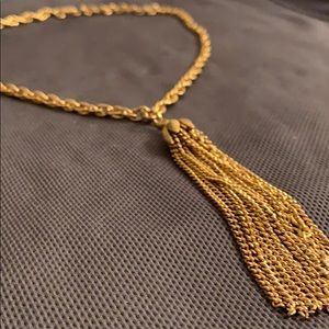 Vintage Gold Tassel Necklace with Clasp